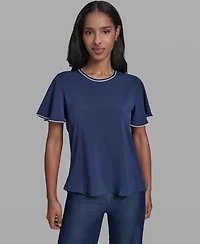 Karl Lagerfeld Paris Women's Crew Neck Short-Sleeve Top