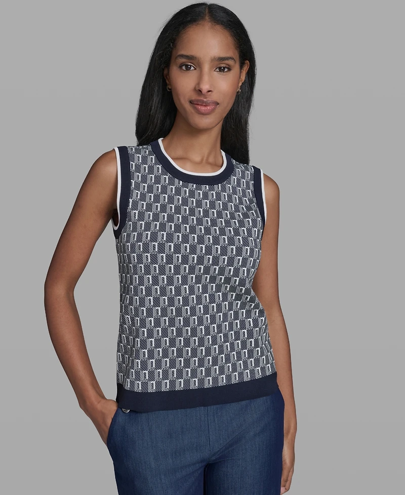 Karl Lagerfeld Paris Women's Crew Neck Sleeveless Sweater