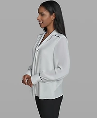 Karl Lagerfeld Paris Women's V-Neck Long-Sleeve Top