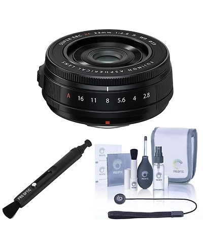 Fujifilm Xf 23mm f/2.8 R Wr Lens, Black with Pro Optic Lens Care Kit that includes Universal Lens Cap Tether, Cleaning Kit, and LensPen Lens Cleaner