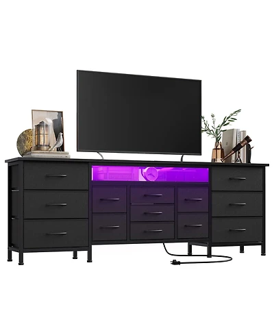 gaomon Tv Stand with Drawers and Outlet, Long Entertainment Center for Tv, Fabric Dresser Media Console