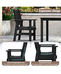 Gymax 6PCS Patio Dining Bench Set Outdoor Hdpe Weather Resistant Table & Chairs