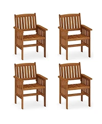 Gymax Patio Dining Chairs Set of 4 w/Slatted Backrest Seat for Balcony Poolside Porch