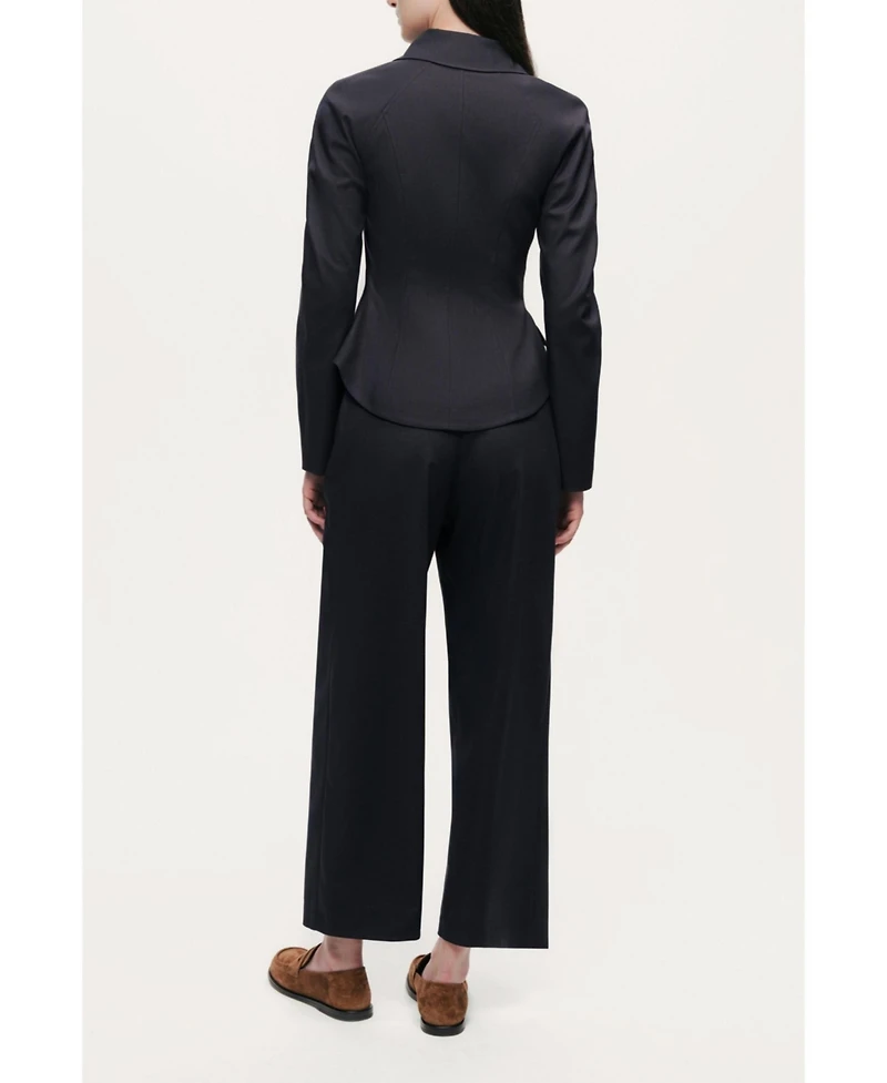 Nocturne Women's Pleated Tapered Crop Trousers