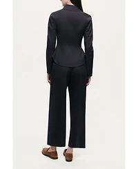 Nocturne Women's Pleated Tapered Crop Trousers