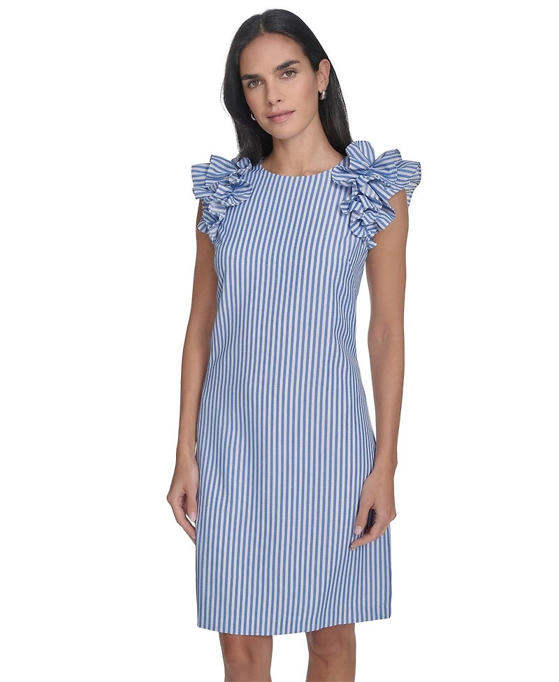 Jessica Howard Petite Ruffle-Detail Sleeveless Sheath Dress