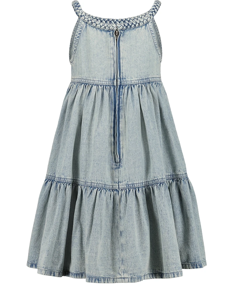 Tommy Hilfiger Girls' 7-16 Rope Trim Scoop Neck Denim Dress