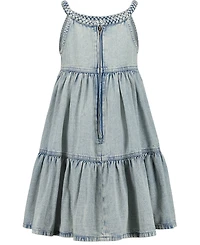 Tommy Hilfiger Girls' 7-16 Rope Trim Scoop Neck Denim Dress