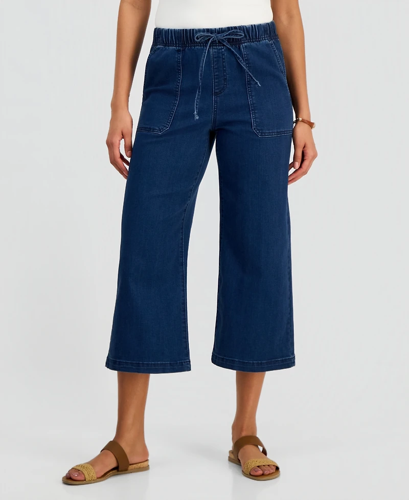 Style & Co Women's Cropped High Rise Wide-Leg Jeans, Macy's Exclusive