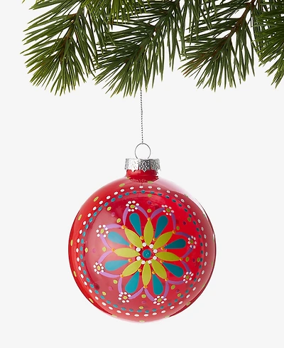 Holiday Lane Merry Magic Floral Pattern Ball Ornament, Macy's Exclusive