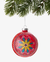 Holiday Lane Merry Magic Floral Pattern Ball Ornament, Macy's Exclusive
