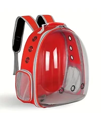 Breathable Transparent Pet Carrier Bag for Cats & Small Dogs – Portable Space Capsule with Zipper, Red, Ideal for Travel & Outdoor Adventures