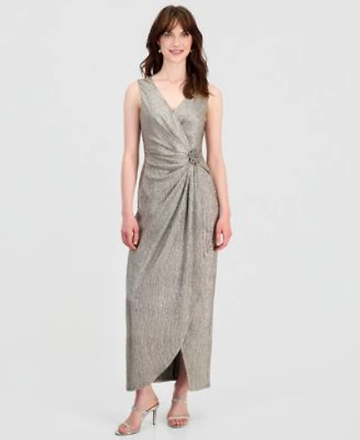 Connected Womens Surplice Neck Gathered Waist Maxi Dress