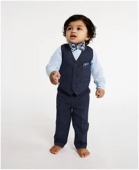 Nautica Baby Boys Striated Twill Vest 4-Piece Set