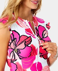 Anne Cole Women's Flutter Zipper-Front One-Piece Swimsuit