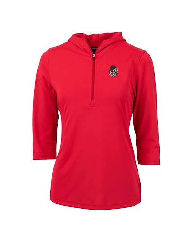 Cutter & Buck Women's Red Georgia Bulldogs Virtue Eco Pique Half-Zip 3/4 Sleeve Pullover Hoodie