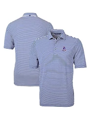 Cutter & Buck Men's Royal New England Patriots Throwback Logo Virtue Eco Pique Stripe Polo Shirt