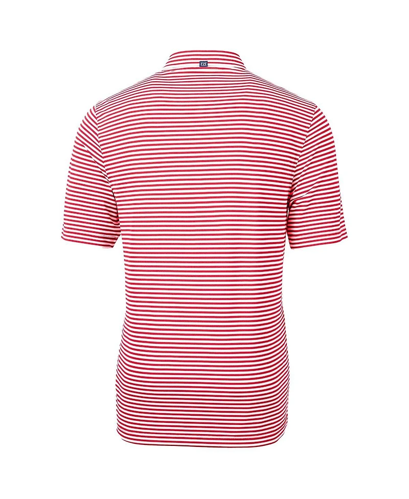 Cutter & Buck Men's Red Nc State Wolfpack Throwback Logo Virtue Eco Pique Stripe Polo Shirt