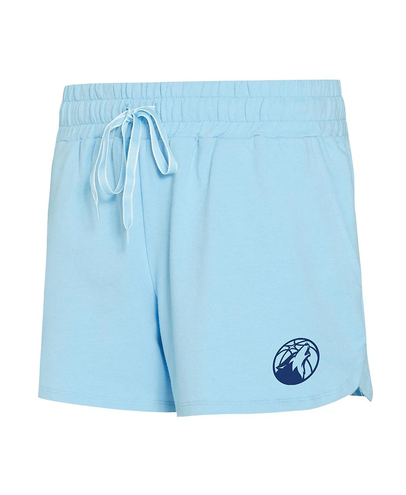 Concepts Sport Women's 2-Piece Light Blue Minnesota Timberwolves Elevation Tri-Blend Long Sleeve Top and Shorts Set