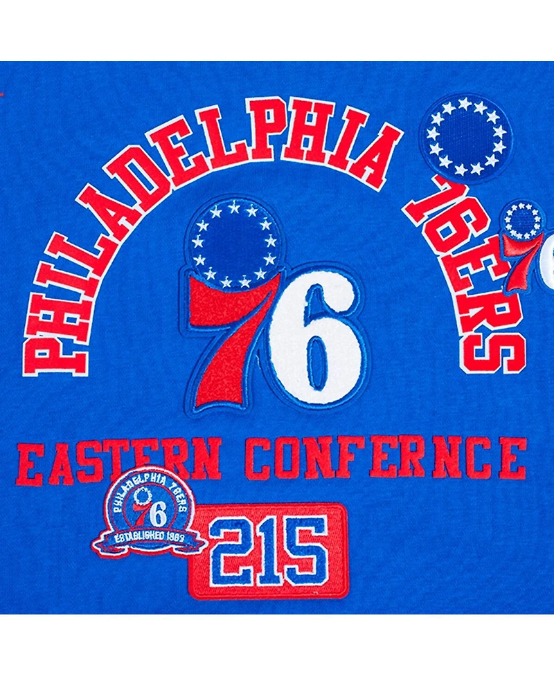 Pro Standard Women's Royal Philadelphia 76ers Area Code Cropped Pullover Sweatshirt