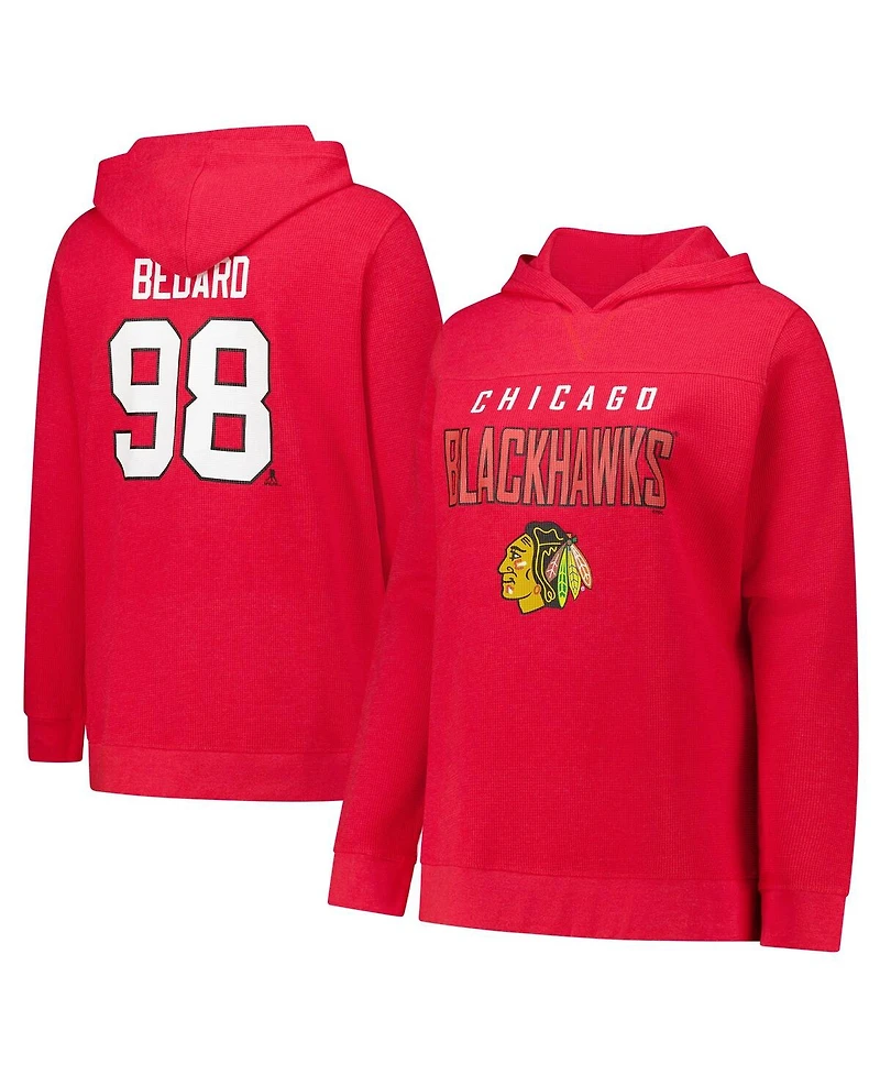 Profile Women's Connor Bedard Red Chicago Blackhawks Plus Name Number Thermal Pullover Hoodie