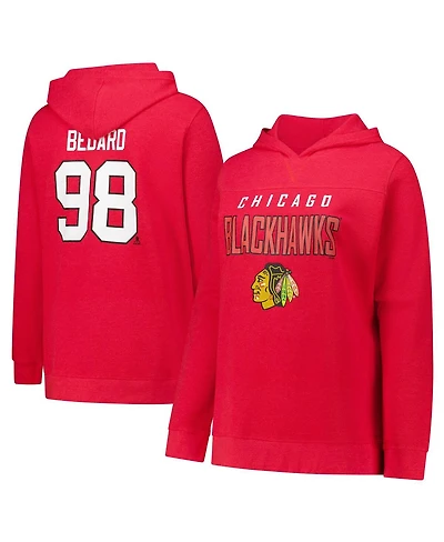 Profile Women's Connor Bedard Red Chicago Blackhawks Plus Name Number Thermal Pullover Hoodie