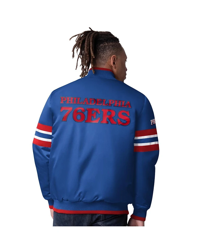 Starter Men's Royal Philadelphia 76ers Scout Varsity Satin Full-Snap Jacket