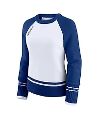 Wear by Erin Andrews Women's White/Royal New York Giants Color Block Raglan Sweater