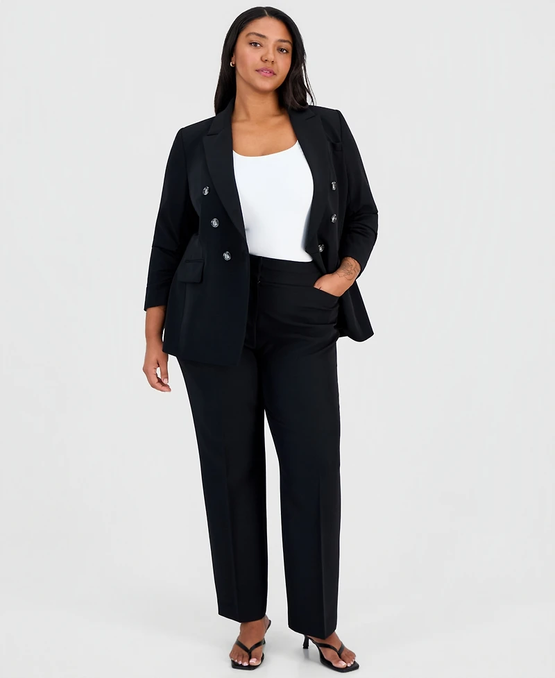 Tahari Asl Plus Mid-Rise Straight-Leg Pants
