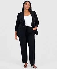 Tahari Asl Plus Mid-Rise Straight-Leg Pants