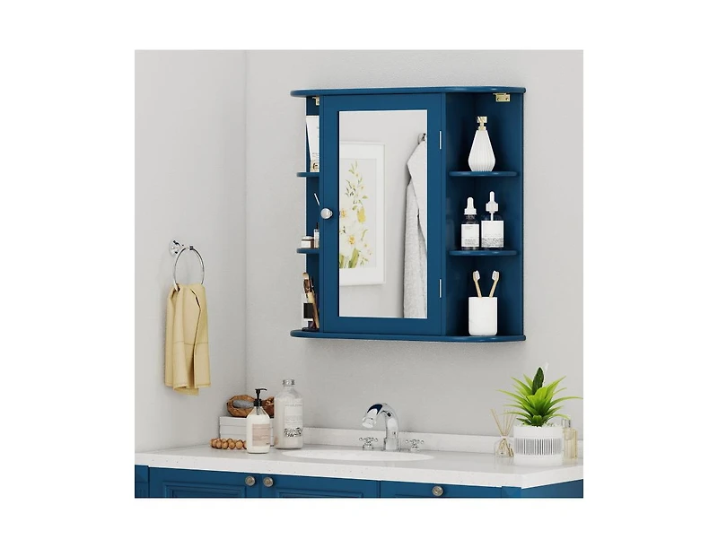 Slickblue Wall Bathroom Mirror Cabinet with Built-In Storage Shelves