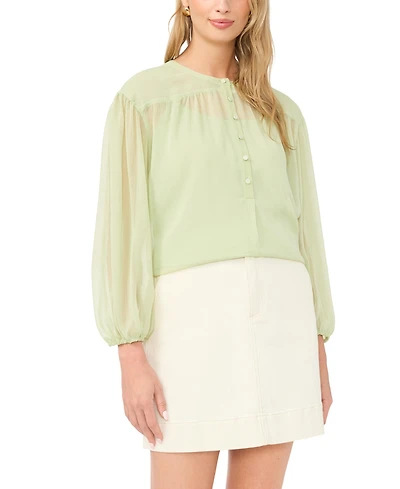 Vince Camuto Women's Half-Placket Shirred Yoke Blouse