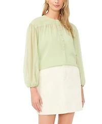Vince Camuto Women's Half-Placket Shirred Yoke Blouse