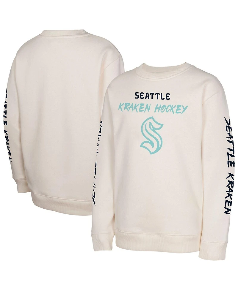 Outerstuff Big Boys and Girls Cream Seattle Kraken Star Power Pullover Sweatshirt