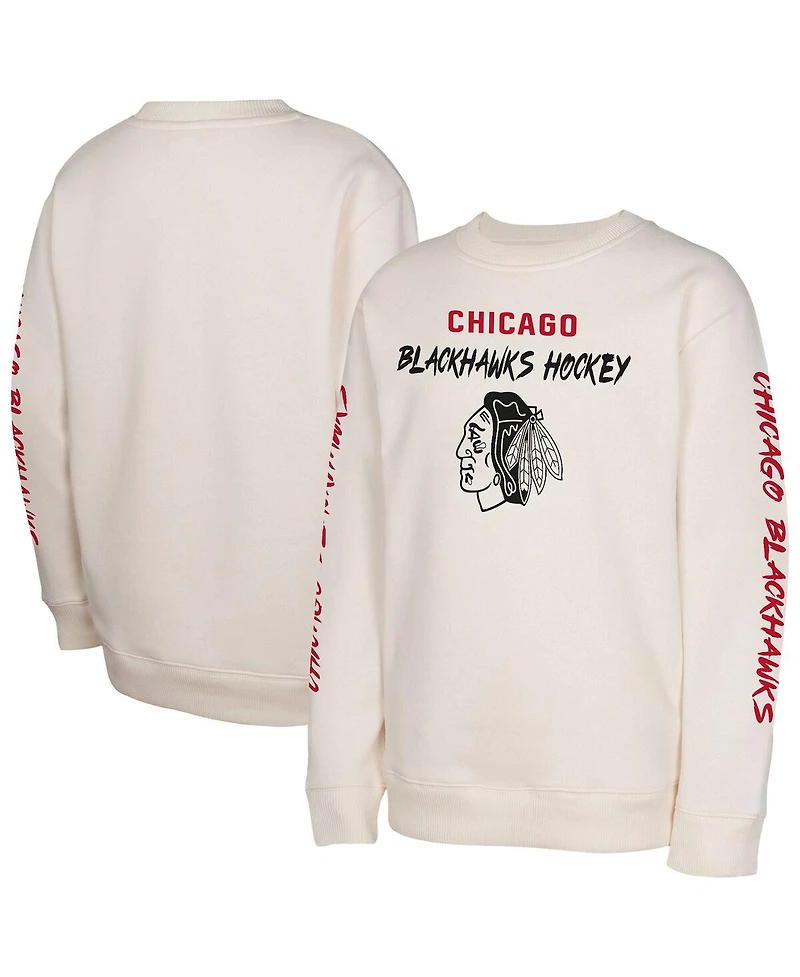 Outerstuff Big Boys and Girls Cream Chicago Blackhawks Star Power Pullover Sweatshirt