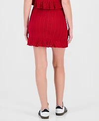 Ultra Flirt Juniors' Crochet Ruffled-Hem Mini Skirt
