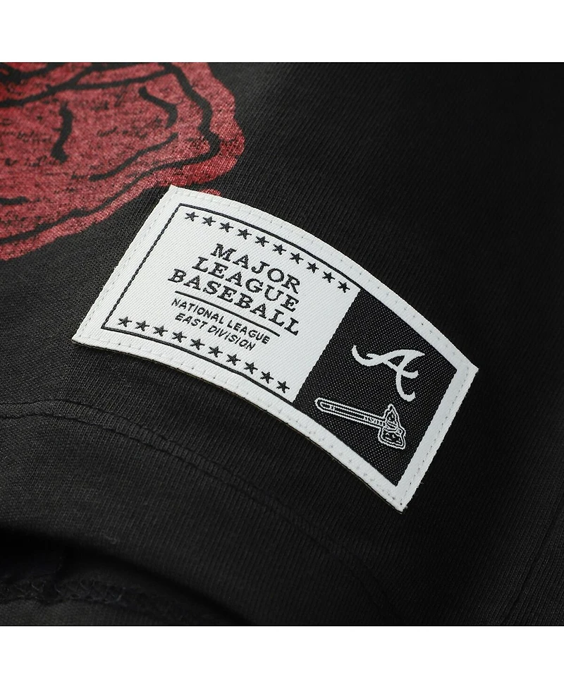 New Era Women's Navy Atlanta Braves Color blocked Boxy Cropped T-Shirt