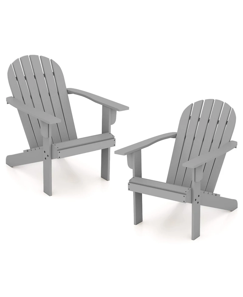 Gymax 2PCS Patio Adirondack Chair w/ Inclined Seat High Backrest and Wide Armrests