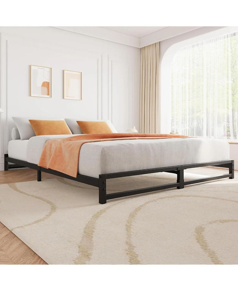 gaomon 6 Inch Size Metal Platform Bed Frame with Steel Slat Support, Mattress Foundation and No Box Spring Needed