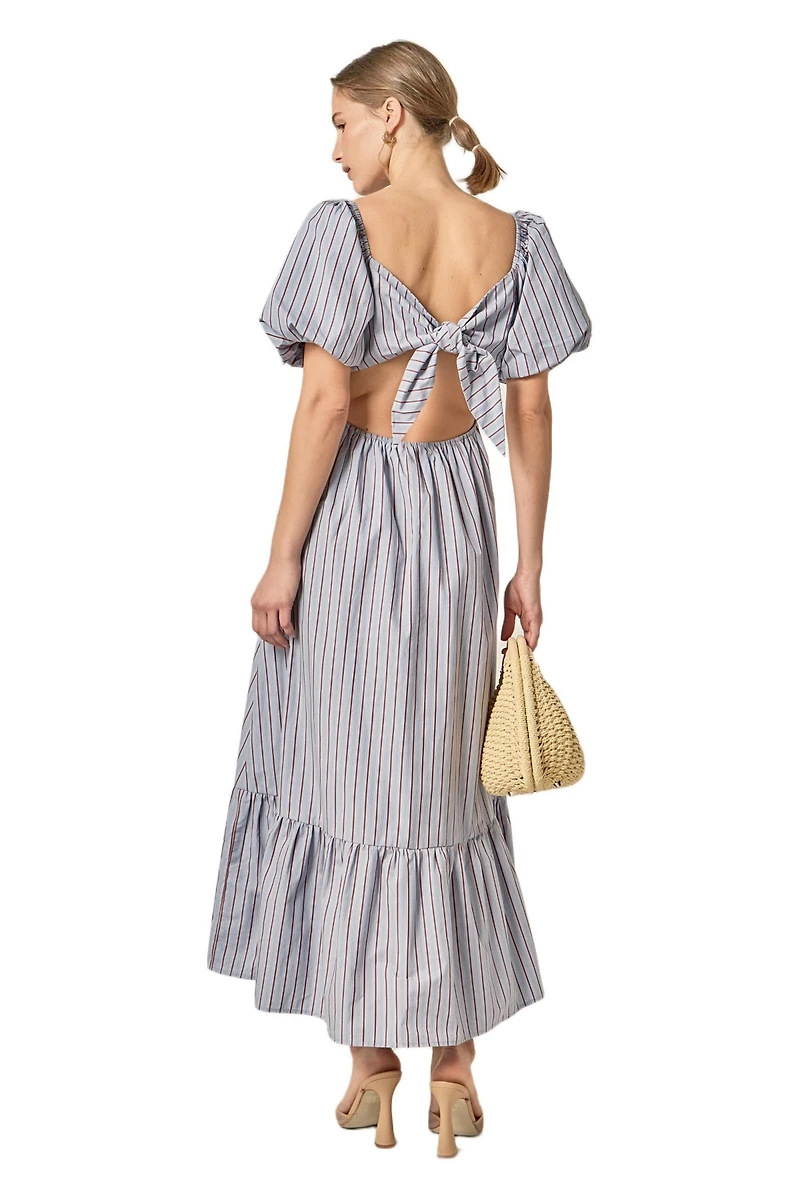 English Factory Women's Striped Tie Bck Maxi Dress