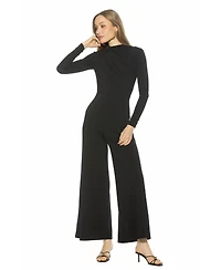 Alexia Admor Women's Yael Long Sleeve Ruched Top Jumpsuit