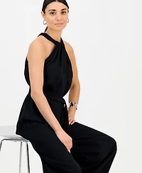 I.n.c. International Concepts Petite Sleeveless Halter Tie-Waist Jumpsuit, Macy's Exclusive