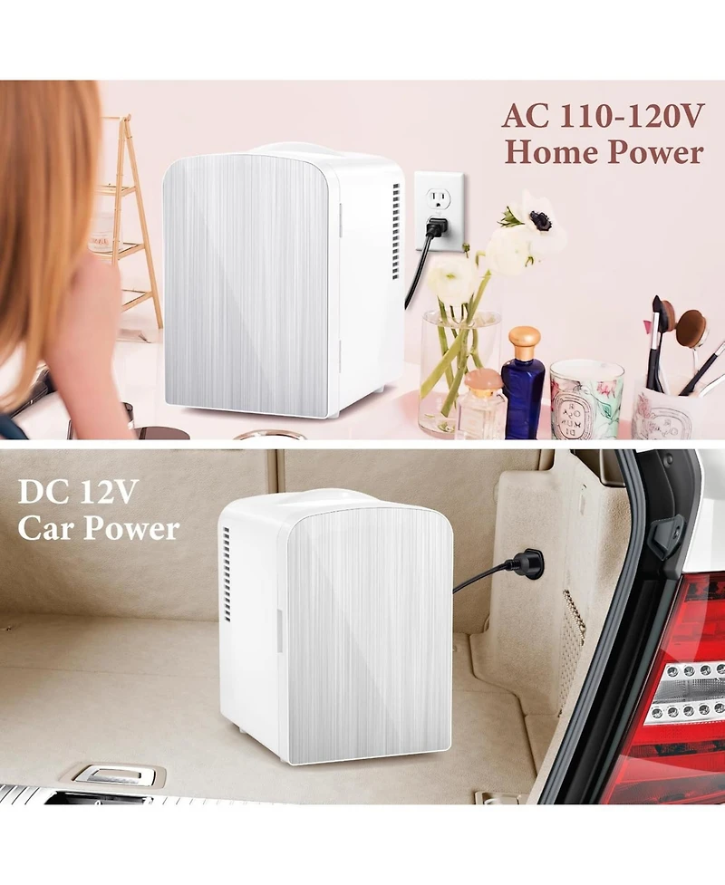 Antarctic Star Brushed Stainless Steel Mini Fridge, 4L Portable Cooler (Ac/Dc)