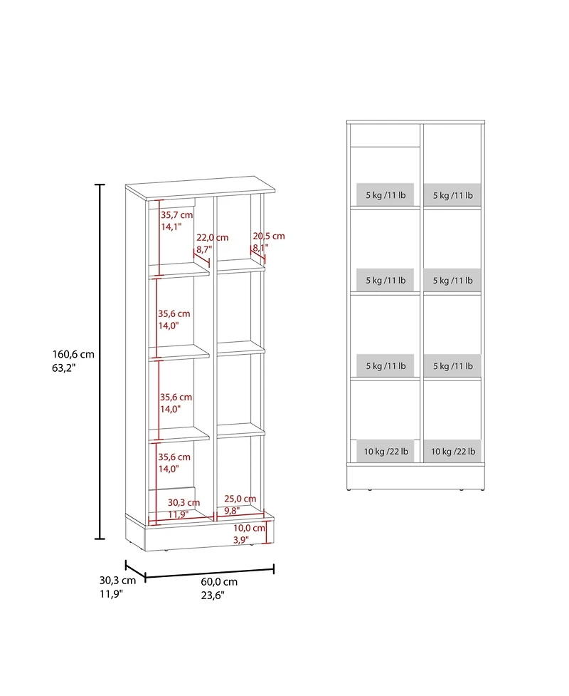 Fm Furniture Rels Kitchen Storage Cabinet with 3 Shelves and 2 Closed Compartments, White