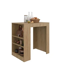 Fm Furniture Harlan Kitchen Island, Counter Height Table Top with 3-Side Shelf