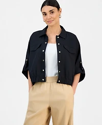 I.n.c. International Concepts Petite Linen Short-Sleeve Shirt Jacket, Macy's Exclusive