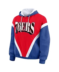 Wear by Erin Andrews Women's Red/Royal Philadelphia 76ers Color block Full-Zip Hoodie Windbreaker Jacket