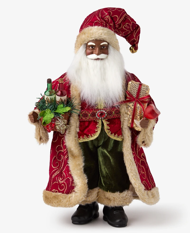 Holiday Lane Heritage African American Standing Santa with Wine, Macy's Exclusive