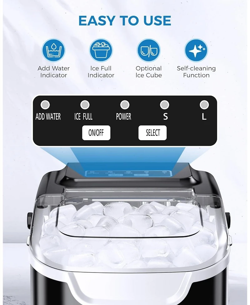 Antarctic Star Portable Countertop Ice Maker, Fast Production with 2 Sizes & Self-Cleaning
