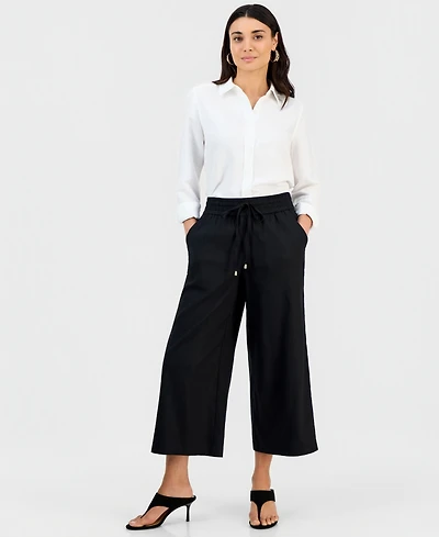 I.n.c. International Concepts Petite Cropped Linen Wide-Leg Pants, Macy's Exclusive